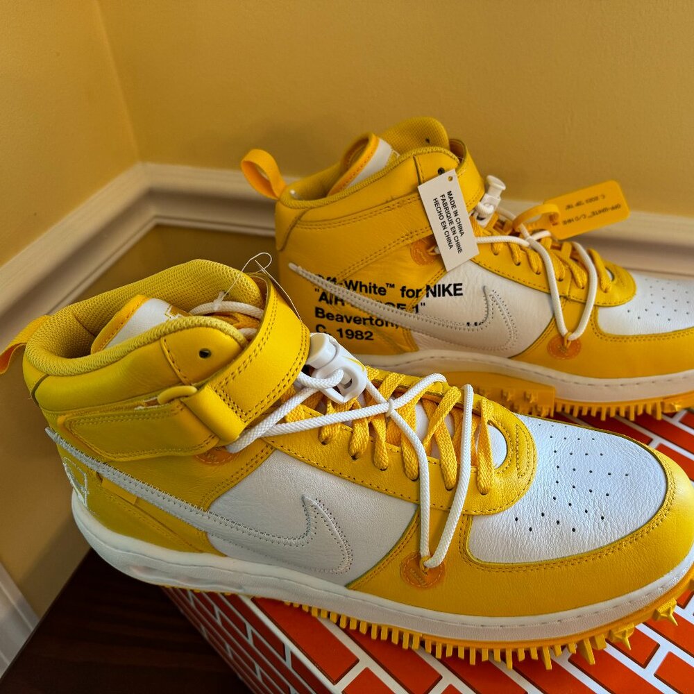 Nike Air Force 1 Mid Sp Leather Off White Maize Men's Size 14 (new in box) - Picture 1 of 11